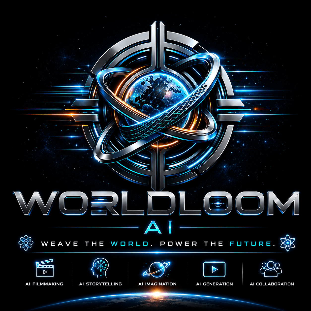 Worldloom AI logo — weave the world, power the future